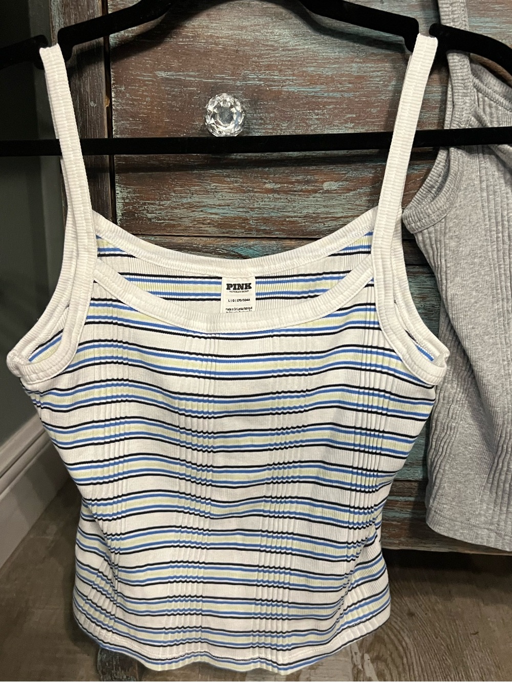 EUC!💗PINK VS Bundle of3 Multi Rib Cami Tanks!PINK,Gray,White Multi! Like NEW(L)! - Picture 8 of 13